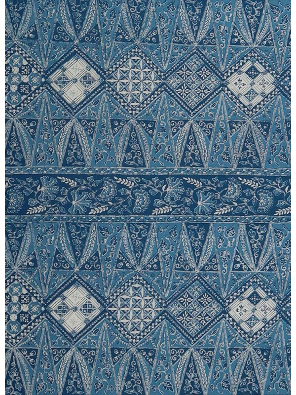 Tumpal Biru Printed Cotton Fabrics