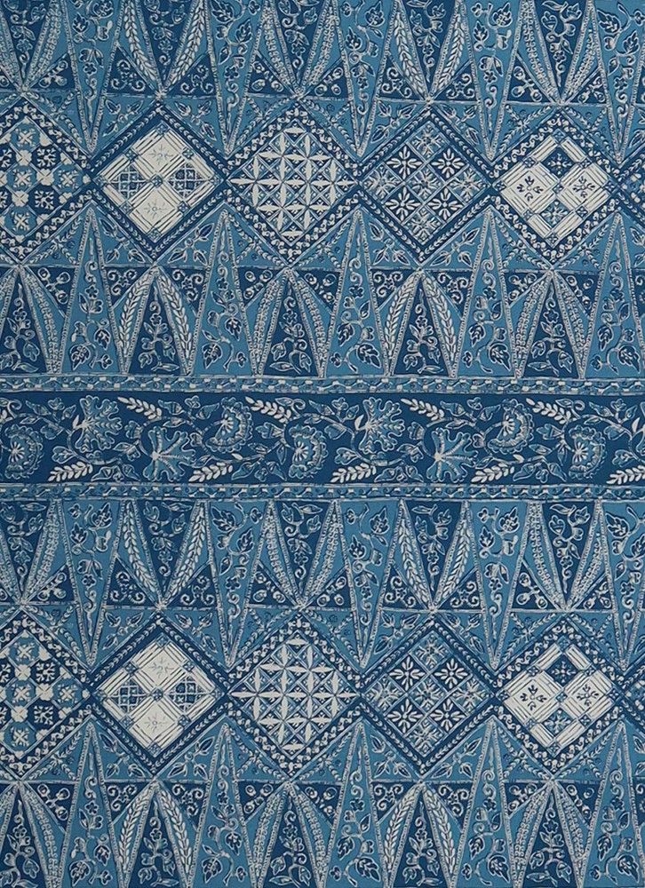 Tumpal Biru Printed Cotton Fabrics
