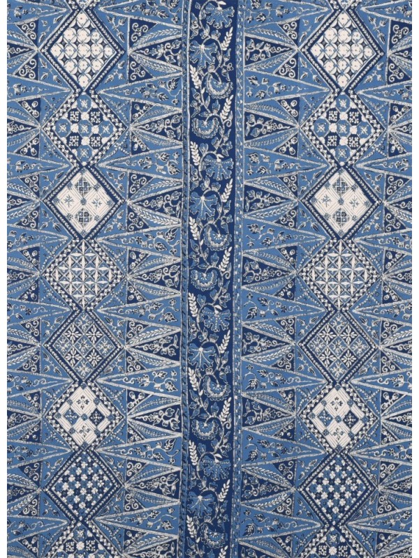 Tumpal Biru Printed Rayon Fabrics