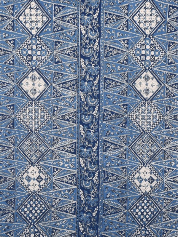 Tumpal Biru Printed Rayon Fabrics